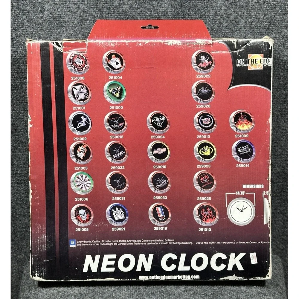 On the Edge Marketing Neon Wall Clock Royal Flush Poker Flames Chrome Bezel‎